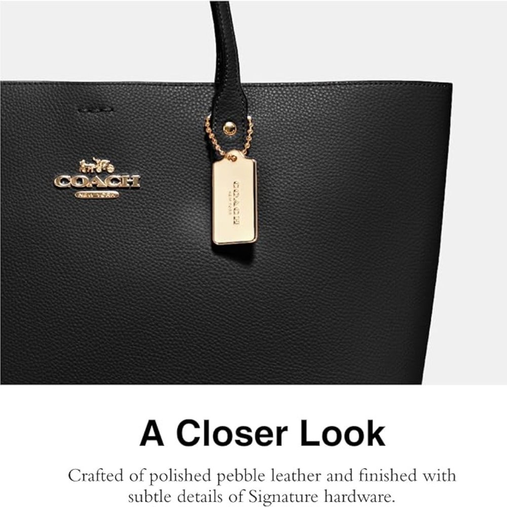 COACH Town Tote - Black Polished Pebble Leather - Picture 12 of 12